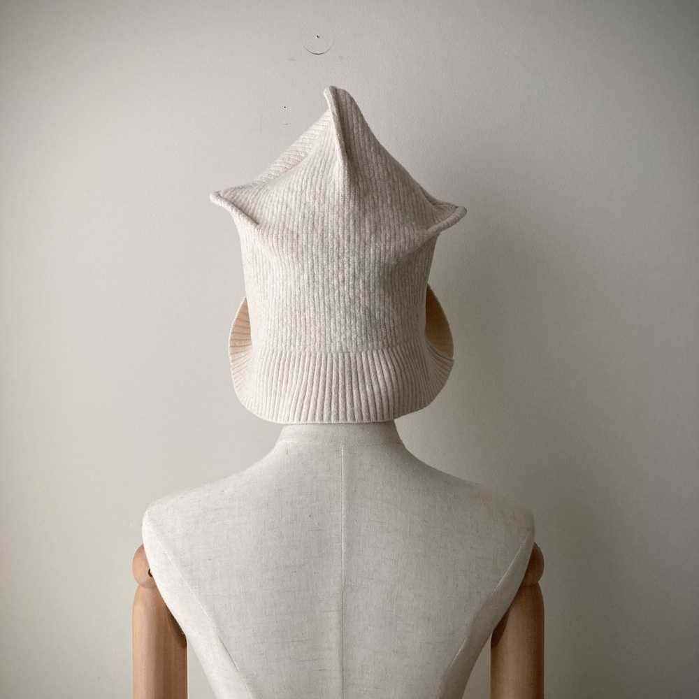 joodito origami crown wool cotton sweater hat ribbed beanie bucket cloche cream - Picture 9 of 11